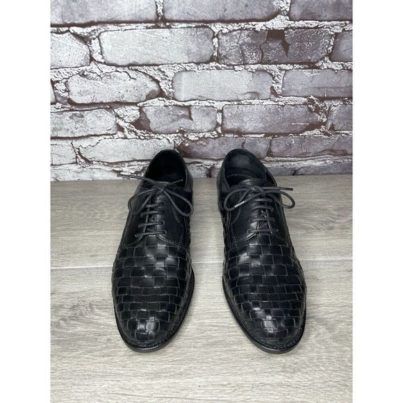 PARAGON Black Leather Basketweave Woven Weave Dress Lace Shoes Men Sz 8M US/41EU main image 14